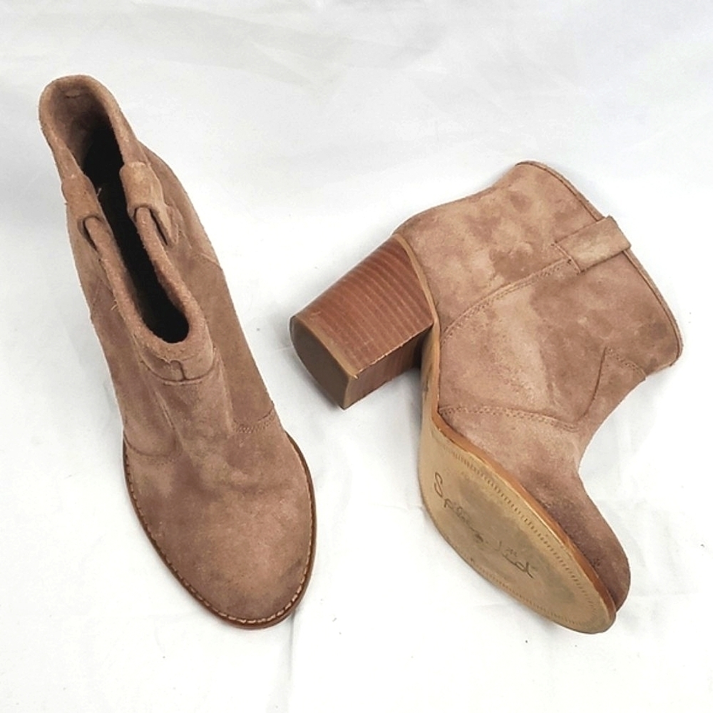 Splendid Tan Suede Western Heeled Ankle Boots‎